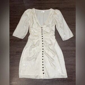 Aritzia Wilfred Le Fou Vintage 100% Silk White Birch Tango Dress